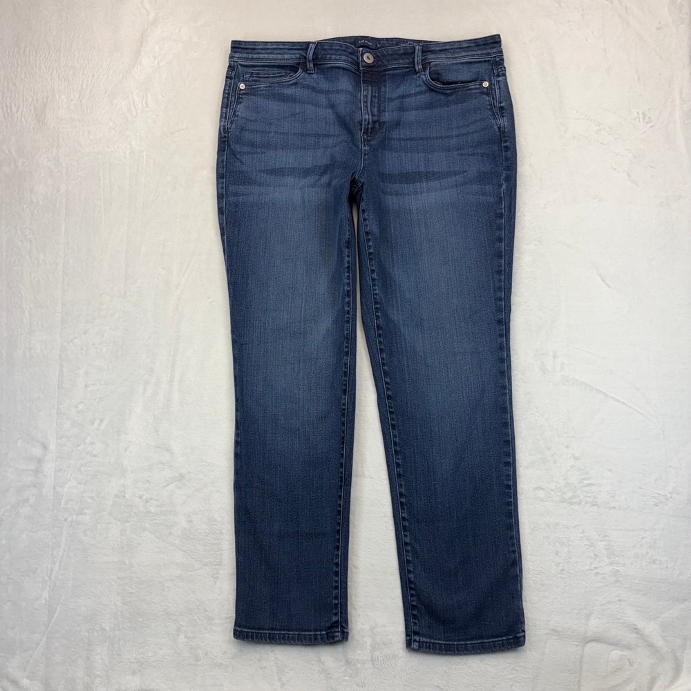 J.Jill Authentic Fit Slim Ankle Jeans Dark Wash Blue Denim Size 14 128091